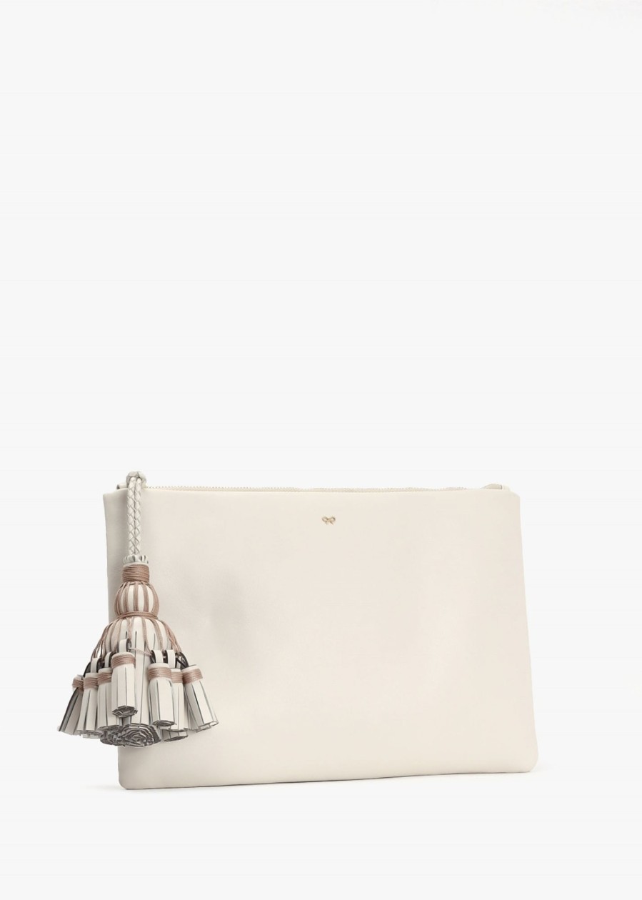 Womens ANYA HINDMARCH Clutch Bags | Womens Georgiana Leather Cutch Bag In Chalk