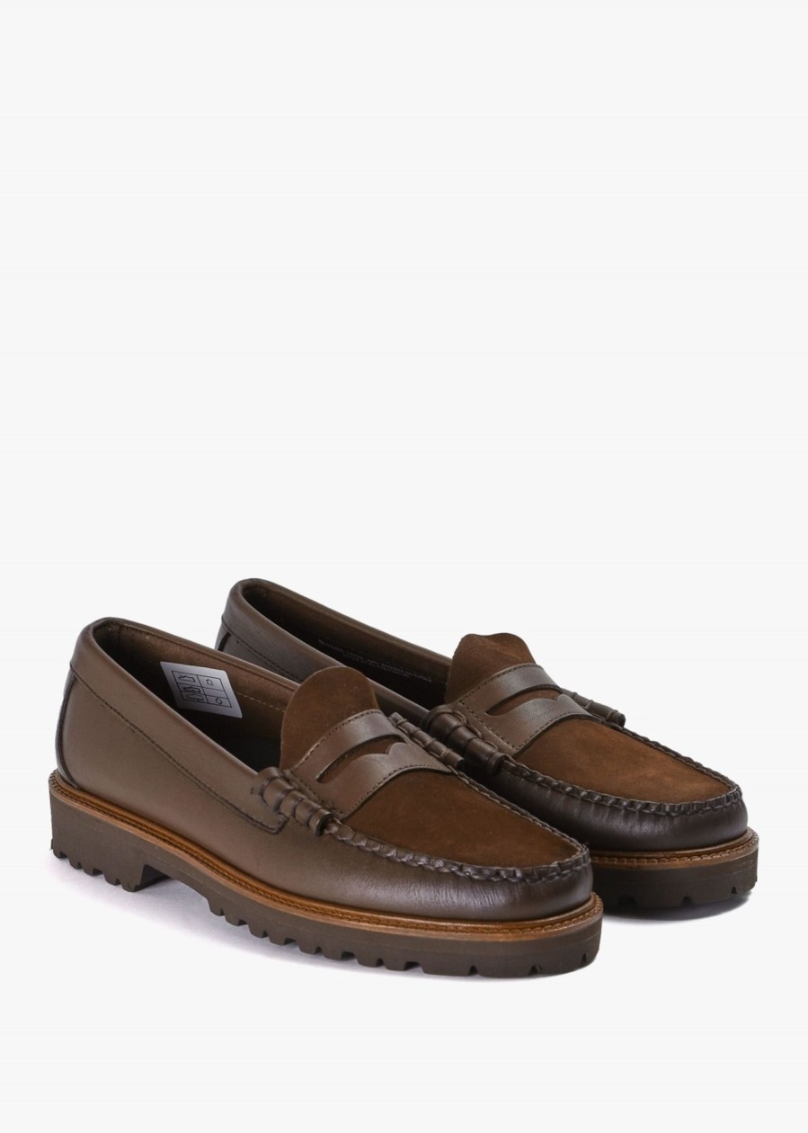 Mens G.H.BASS Loafers | Mens Weejun 90 Larson Soft Penny Loafers In Chocolate