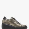 Womens FLY LONDON Trainers | Womens Delf Leather Wedge Trainers In Graphite