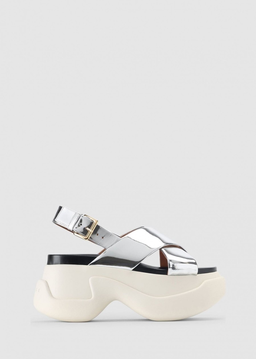 Womens MARNI Sandals | Women'S Fussbett Silver Sandals