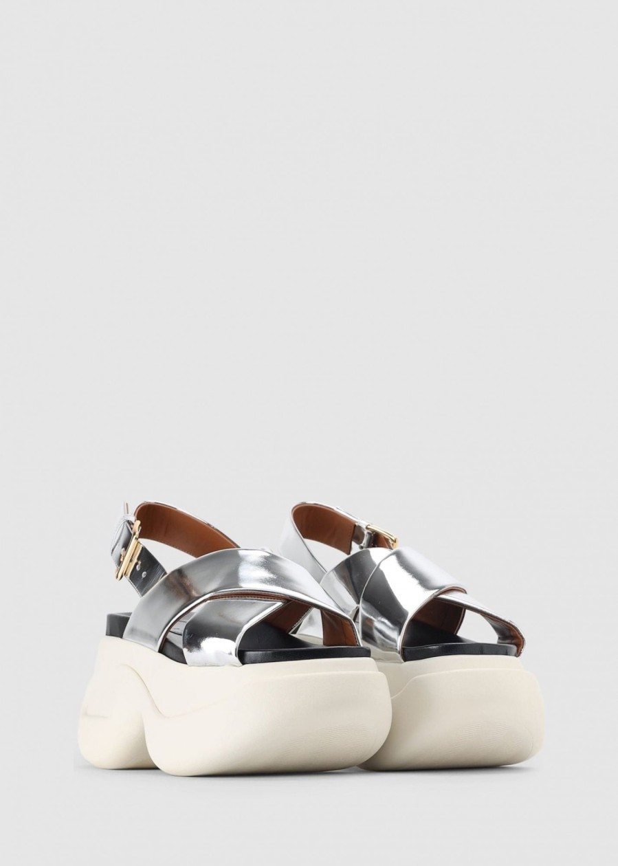 Womens MARNI Sandals | Women'S Fussbett Silver Sandals