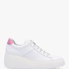 Womens FLY LONDON Trainers | Womens Delf Leather Wedge Trainers In White Pink