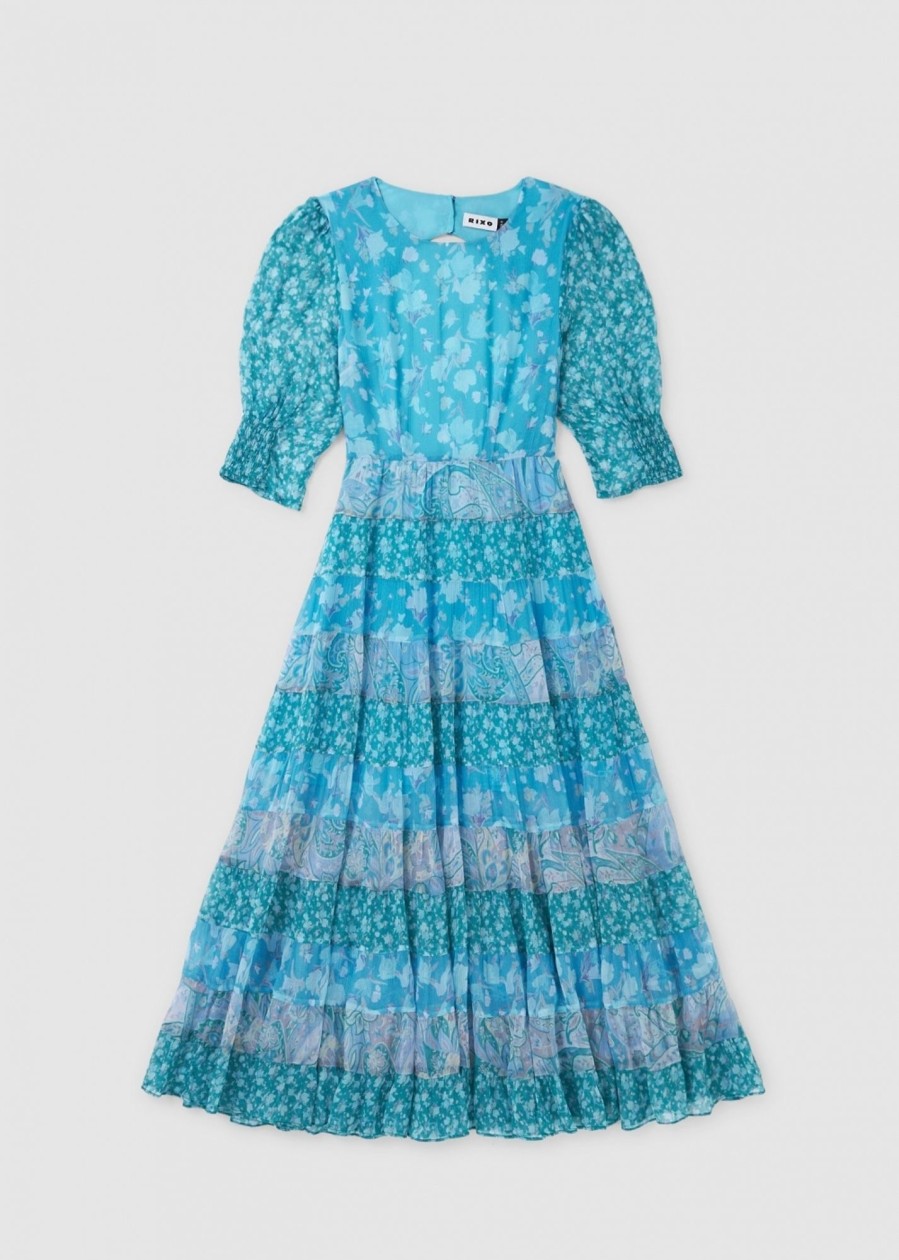 Womens RIXO Dresses | Womens Agyness Back Tied Maxi Dress In Havana Floral Blue