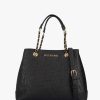 Womens VALENTINO Shoulder Bags | Womens Relax Embossed Logo Chain Strap Shopper Bag In Nero Black