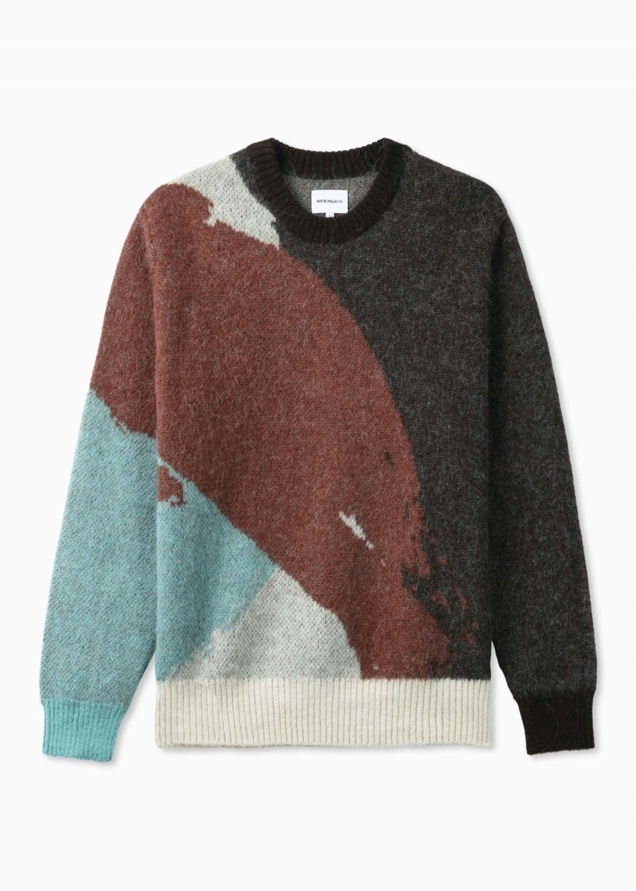 Mens NORSE PROJECTS Knitwear | Mens Arild Alpaca Mohair Jacquard Sweater In Espresso