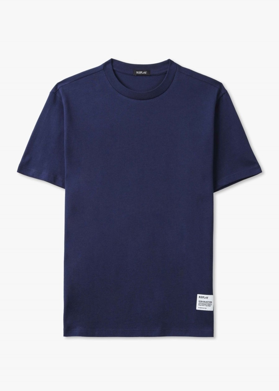 Mens REPLAY T-Shirts | Mens Print Short Sleeve T-Shirt In Navy